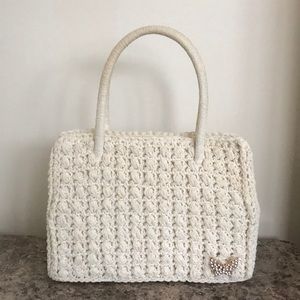 Paris Made Crochet Straw Vintage Bag